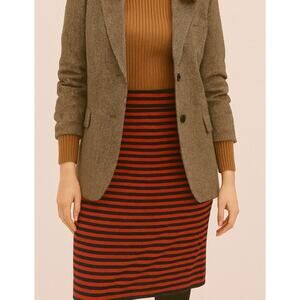 Clare V Academia Striped Pencil Skirt S Orange Black Luxury Career Twee Indie